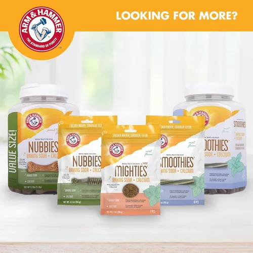 Vista 8 de Arm & Hammer Golosinas dentales para perros con bicarbonato de sodio y calcio, ayuda a combatir el mal aliento, placa y sarro sin cepillado, menta