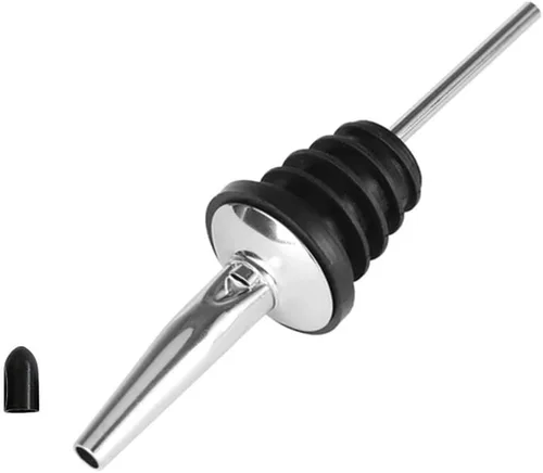 Vista 2 de 48 piezas de boquilla de acero inoxidable para botellas clásicas, vertedores de licor de boquilla cónica con tapas de goma para botella de 1