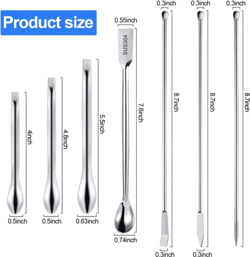 Vista 3 de 22 Pieces Stainless Steel Lab Spatula Micro Scoop Set Laboratory Sampling Spoon Mixing Spatula for Powders Gel Cap Filler