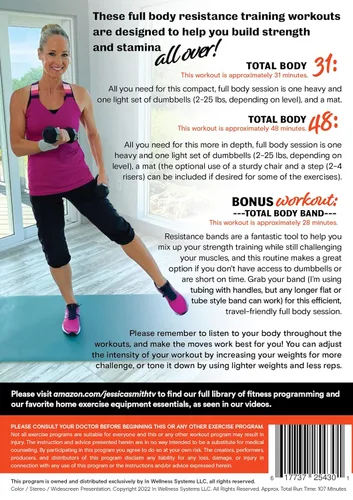 Vista 2 de Total Body Strength Training DVD Two Full Body, Strength Building Dumbbell Workouts plus Bonus Travel Friendly Resistance Band Work Out with Jessica