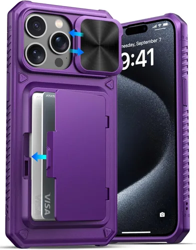 Vista 19 de ATATOO Funda tipo cartera para iPhone 16e, tarjetero integrado (3-5 tarjetas) y funda de cámara deslizante y bloqueo RFID, protección de grado Azul