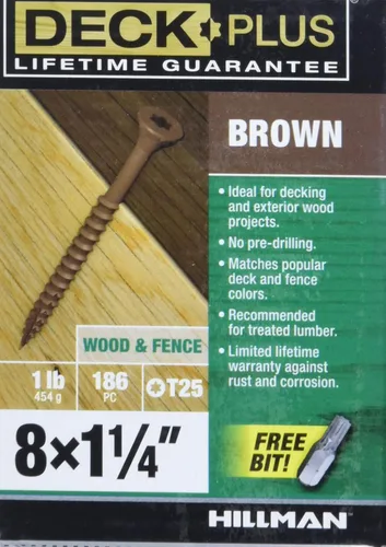 Vista 38 de Deck Plus Tornillos para valla y madera exterior con revestimiento epoxi de 2 pulgadas #8 x 2 Torx/Star Drive incluido, rosca gruesa, tornillo