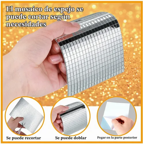 Vista 3 de Geiserailie 3600 azulejos de espejo autoadhesivos, azulejos de discoteca