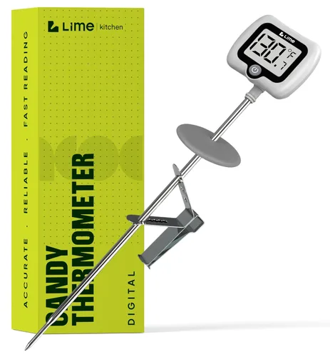 Vista 11 de Termómetro digital de dulces con clip para olla, sonda de acero inoxidable de 10 pulgadas de largo, termómetro de cocina de lectura instantánea