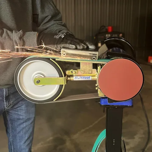 Vista 5 de Multitool - Amoladora de banco de cinturón de 2 x 48 pulgadas con rueda de contacto de 8 pulgadas, amoladora Knifemaker