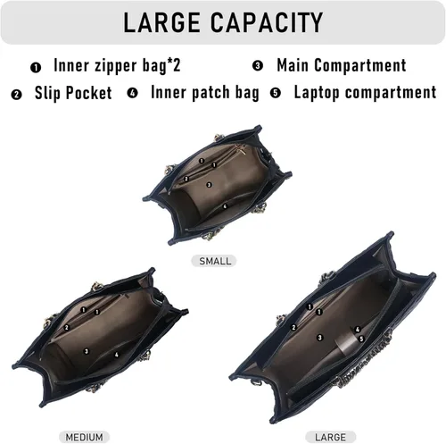 Vista 5 de Bolso de mano para mujer, bolsa satchel con asa superior y correa para el hombro