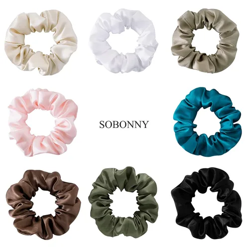 Vista 8 de Lazos para el cabello de seda de morera, prevención del encrespamiento y sin daños, accesorios para dormir y noche para mujeres (albaricoque)