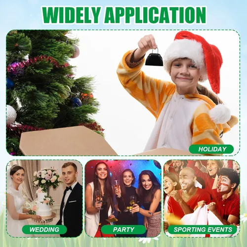 Vista 7 de Therwen Paquete de 12 campanas de metal para hacer ruido de vaca, con asa, de 3 pulgadas, campanas de percusión de mano a granel para eventos