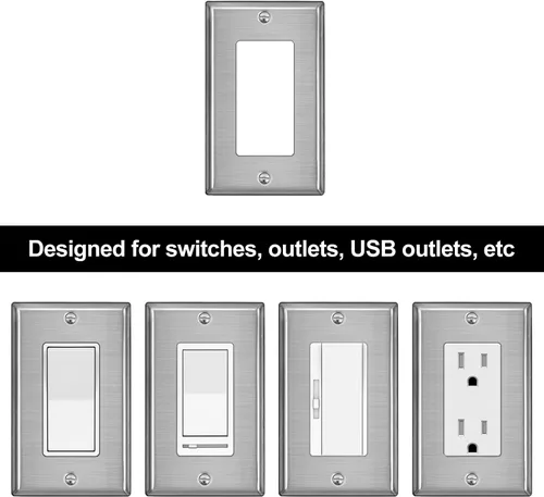 Vista 7 de BESTTEN [Paquete de 5] Placa de pared de metal decorativa con película protectora, cubierta de interruptor decorativa resistente a la corrosión