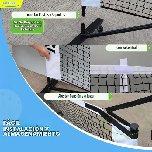 Vista 7 de Pro Pickleball - Red portátil con ruedas, sistema de red de pickleball resistente de 22 pies con marco de aluminio resistente para exteriores e
