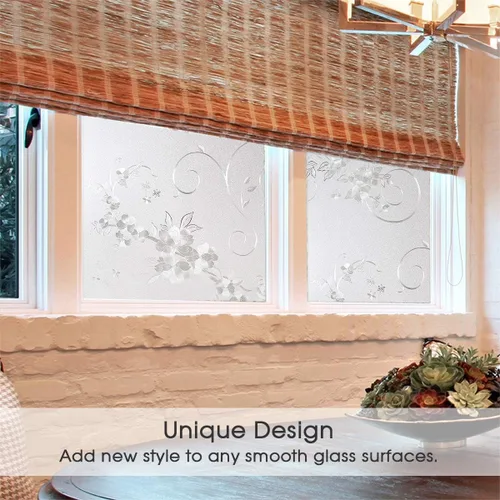 Vista 5 de Película esmerilada de privacidad para ventana, sin pegamento, protección de privacidad, control de calor, anti UV, vitrales de hierro para el hogar
