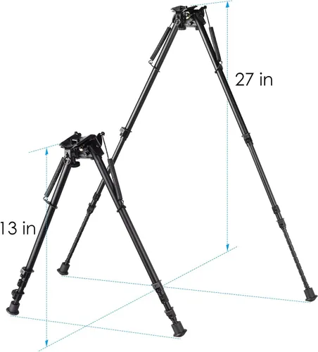 Vista 5 de Inclinación de pivote de bípode táctico de 13 a 27 pulgadas con palanca giratoria de bloqueo de cápsulas para disparos de largo alcance