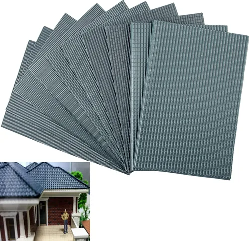 10 piezas de azulejos de techo en miniatura para bricolaje arquitectura, modelo de construcción, ferrocarril, hadas, jardín, mesa de arena,