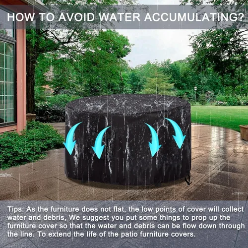 Vista 7 de ABCCANOPY Funda para otomana de patio, impermeable, resistente a los rayos UV, a prueba de polvo, fundas protectoras para muebles de césped, 26 Negro