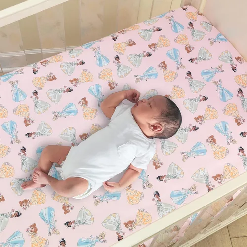 Vista 6 de Lambs & Ivy (LAMCR) Disney Princesses Nursery Baby Crib Bedding Set, Pink, 3 Count