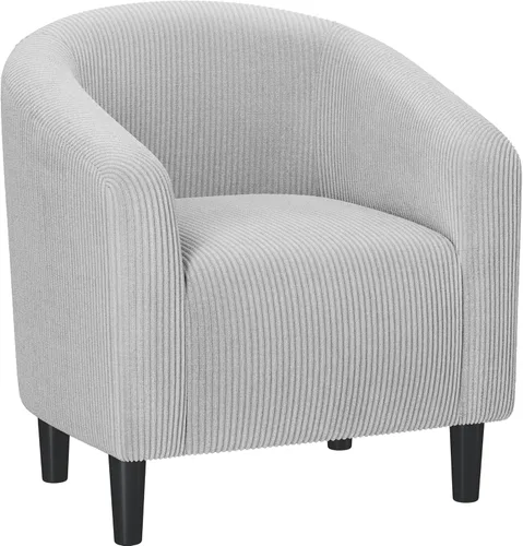 Vista 17 de Yaheetech Silla Accent tipo barril, silla de club de tela de pana, elegante sillón de sherpa peludo con acolchado suave y acogedor, adecuado