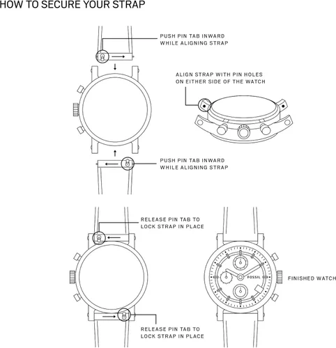 Vista 3 de Fossil - Correa de reloj intercambiable de silicona y acero inoxidable