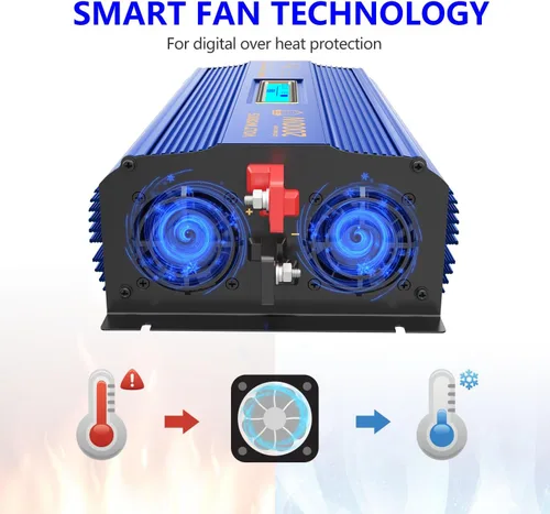 Vista 7 de Inversor de potencia 2000 W CC 12 V a CA 120 V ETL UL458, inversor de onda sinusoidal modificada con pantalla LCD, control remoto, 2 salidas de CA