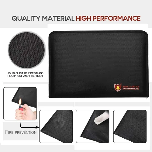 Vista 4 de Bolsa de documentos ignífuga, resistente al fuego y al agua, tamaño A4, 12 bolsillos, resistente al fuego, impermeable, seguro, portadocumentos