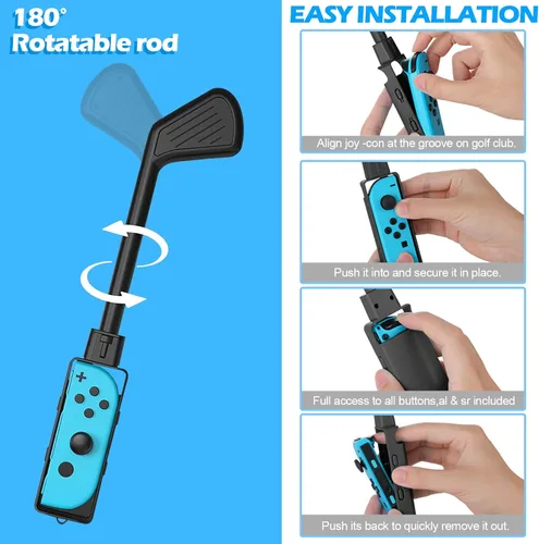 Vista 4 de INFURIDER Club de golf compatible con Nintendo Switch Mario Golf Super Rush, mango Joy-Con agarre de control para Switch Golf Gaming con correa