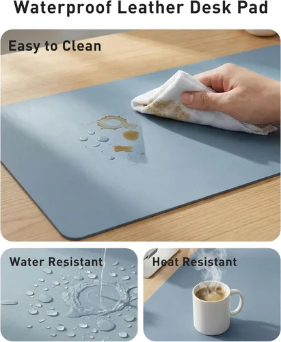Vista 337 de Aothia Protector de escritorio de cuero, alfombrilla para mouse, alfombrilla de escritorio de oficina, 31.5 x 15.7 pulgadas, secante de escritorio