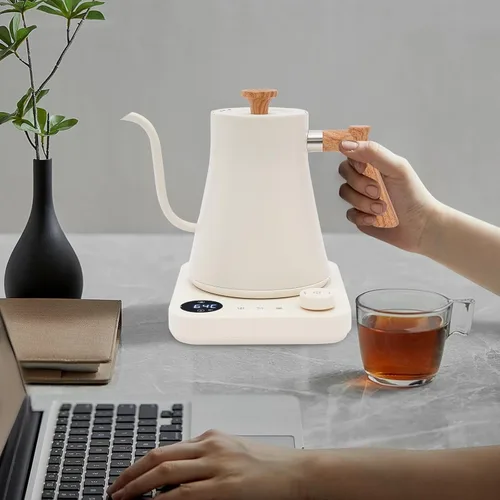 Vista 4 de Hervidor eléctrico de cuello de cisne con control de temperatura de precisión de ±1 °F, tetera eléctrica de calentamiento rápido de 1200 W