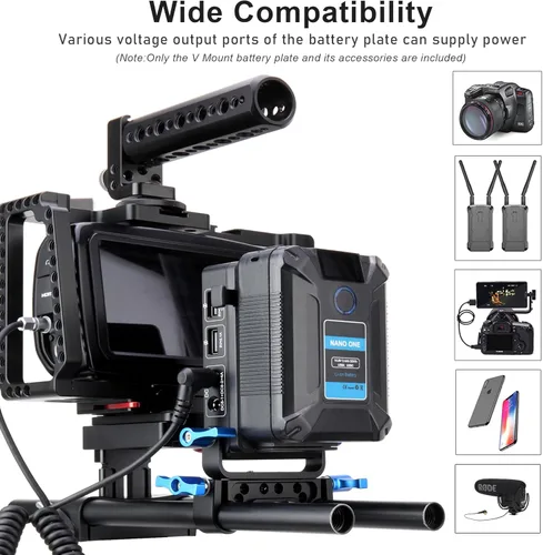 Vista 5 de Mini placa adaptador de batería de montaje en V con D-tap, dos puertos de salida DC 8V/4A, dos DC 12V/4A, USB 5V/2.1A y USB 5V/3A, 9V/2A, 12V/2A