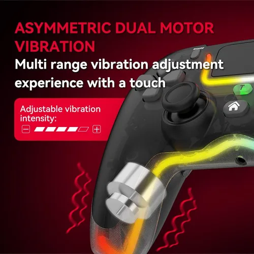 Vista 6 de RALAN Black Wireless Controller Compatible with Playstation 4ProSlimfor PS4 Dualshock 4 Gamepad with Adjustable LED Lighting, 3.5mm Audio Jack and