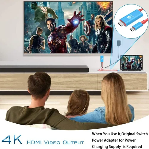 Vista 4 de USB C to HDMI Cable for Nintendo SwitchSwitch OLED, 2M6.6FT Switch Dock with 1080P60Hz Output,100W PD Charging Port, USB C to HDMI Adapter for