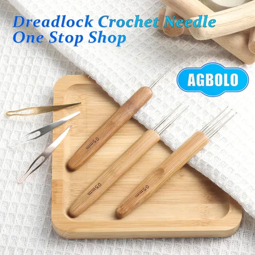 Vista 2 de 6 agujas de ganchillo para rastas de 0.020 in, ganchos de ganchillo duraderos para cabello con herramienta de enclavamiento, excelente para mantener