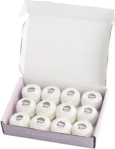 Vista 32 de Rhapsody Hilo de algodón perla tamaño 8 hilo de ganchillo Perle 12 bolas Set tejido a mano, bordado, sashiko, punto de cruz, costura, aguja