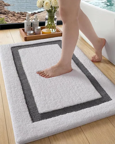 Vista 10 de Color&Geometry Alfombras de baño, de microfibra absorbentes de agua y de secado rápido, antideslizantes, lavables a máquina, extra suaves