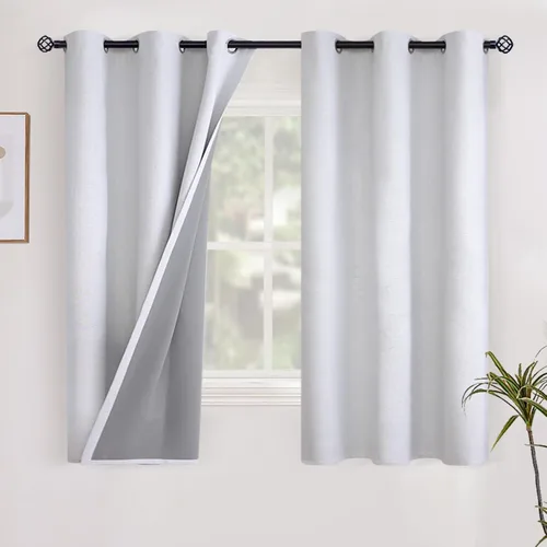 Vista 103 de YoungsTex - Cortinas opacas de lino camello, cortinas de oscurecimiento texturizadas, con ojales, aislamiento térmico, para sala de estar, bloqueo