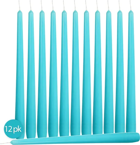 Vista 2 de Hyoola Tall Taper Candles - Vela de cena turquesa sin goteo de 10 pulgadas, sin perfume, cera de parafina con mechas de algodón, 8 horas de tiempo
