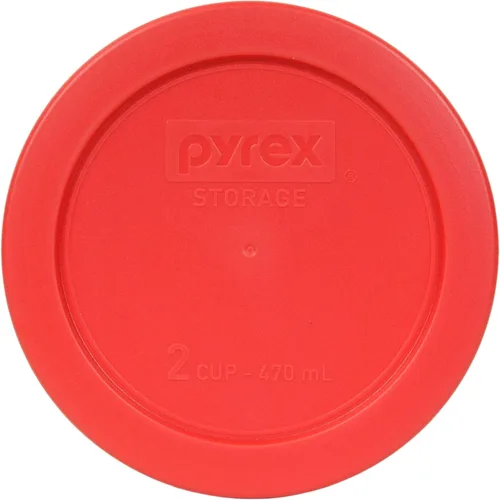 Vista 4 de Recipientes de vidrio, Pyrex, con tapa para almacenamiento de alimentos, Rojo