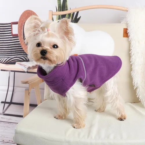 Vista 76 de Chaleco de forro polar con estampado a cuadros rojos, suéter de invierno para mascotas para perros pequeños, niños y niñas, suéter cálido