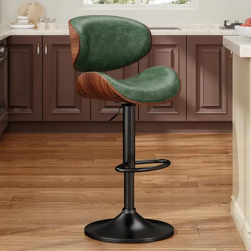 Vista 13 de YaFiti Swivel Bar Stools for Kitchen Counter, Adjustable Bentwood Barstools, Bar Stool with Back and Footrest, for Bar, Kitchen(Black 1PCS)