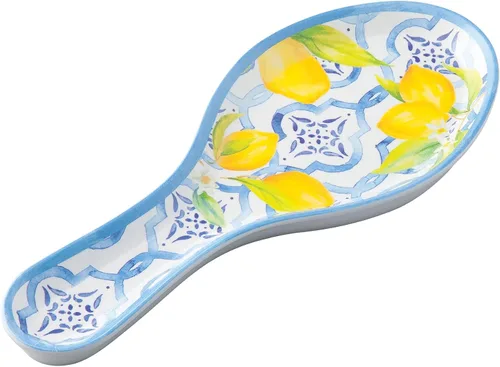 Vista 8 de UP ware - Soporte para cuchara de melamina floral azul, soporte para cuchara de cocina para estufa, encimera de cocina y mesa de comedor, 9.625