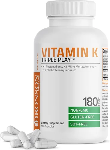 Vista 9 de Suplemento de Vitamina K Triple Play de Bronson (vitamina K2 MK7 / vitamina K2 MK4 / vitamina K1) 0,00002 oz, 1