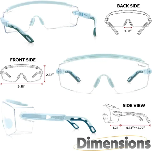 Vista 6 de UKNOW Gafas de seguridad sobre anteojos, gafas de seguridad antivaho ANSI Z87.1, gafas protectoras ajustables