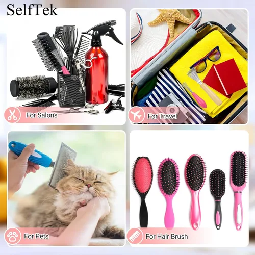 Vista 5 de SelfTek Paquete de 4 herramientas de limpieza de cepillos para el cabello para eliminar el vello y el polvo, uso doméstico o de salón