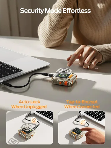 Vista 2 de MOVE SPEED Disco duro externo con pantalla táctil, SSD portátil de hasta 10Gbps, USB-C 3.2 Gen2, compatible con iPhone, Windows, Mac y más