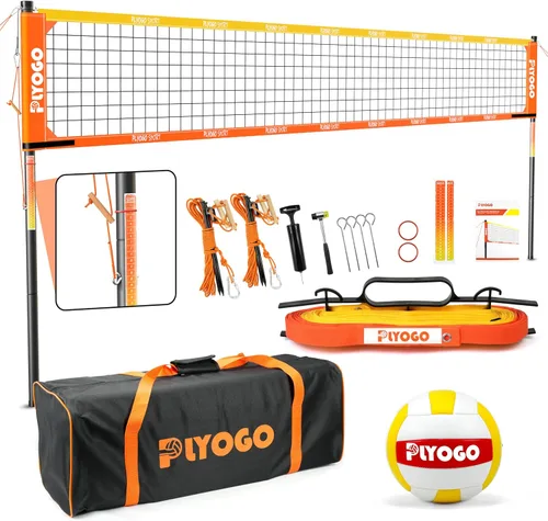 Vista 7 de Red de voleibol para patio trasero, juego de red de voleibol profesional portátil al aire libre resistente con postes de aluminio ajustables, diseño