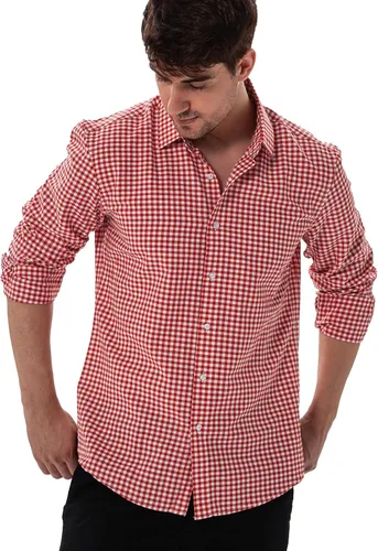 Vista 2 de Manwan walk Camisas a cuadros con botones para hombre, ajuste regular, manga larga, camisas de negocios casuales