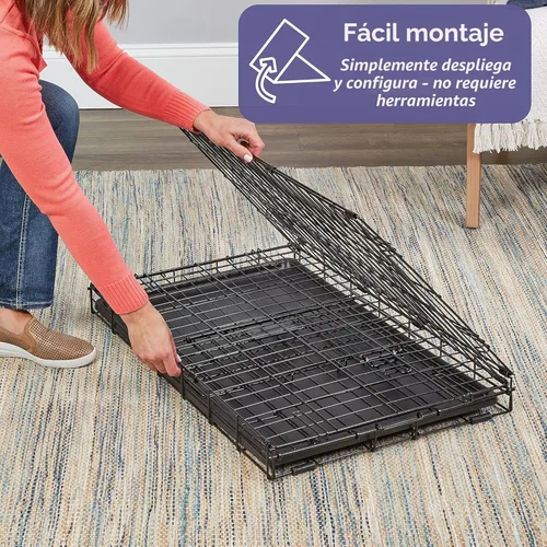 Vista 4 de MidWest Homes for Pets iCrate - Jaula plegable para perros de 24 pulgadas con panel divisor, bandeja a prueba de fugas y pestillos seguros, perrera