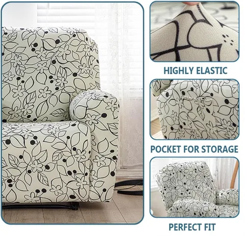 Vista 40 de Lazyboy - Funda para silla reclinable, 4 piezas, fundas para sofá reclinable, fundas antideslizantes y reclinables con bolsillos de almacenamiento