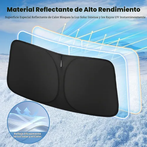 Vista 3 de Parasol para parabrisas para Toyota 4Runner 2010-2024 2025 2026 – Protector solar de ajuste personalizado con corte de espejo, bloquea el calor