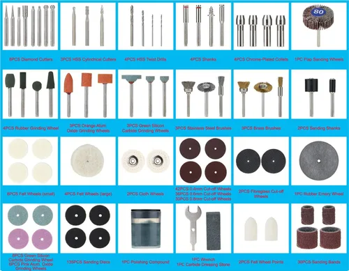 Vista 3 de Swordfish 10008-349pc Kit de accesorios de herramientas rotativas para cortar molienda lijado afilado tallado pulido, total 349 piezas