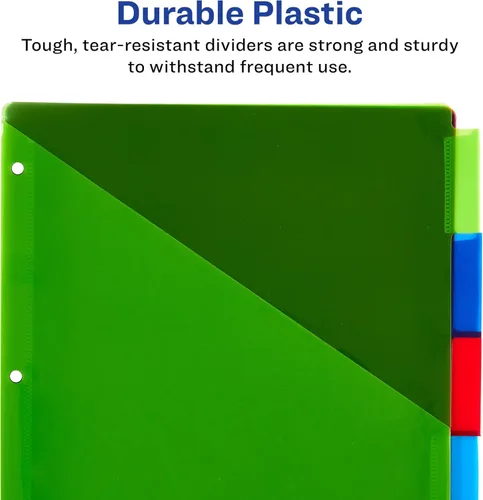 Vista 5 de Separadores de plástico con dos bolsillos insertables de Avery Big Tab., Multicolor Paquete de 10