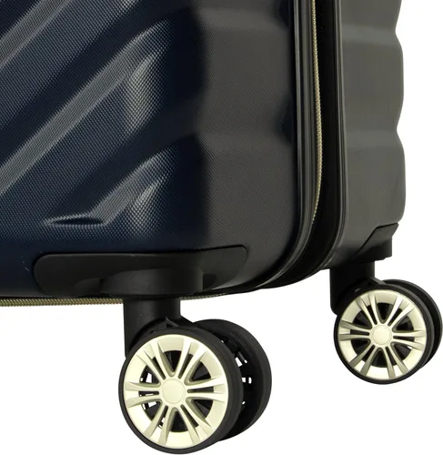 Vista 6 de Kenneth Cole REACTION Madison Square - Equipaje rígido expandible con estilo de Chevron para mujer, Azul marinoflor y brillo, 20-Inch Carry On